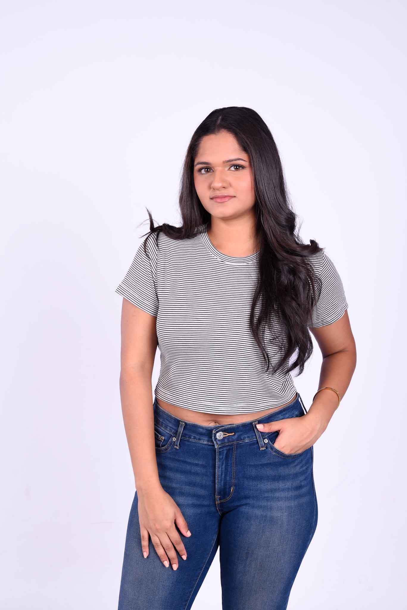 EGO Crop top white stripe