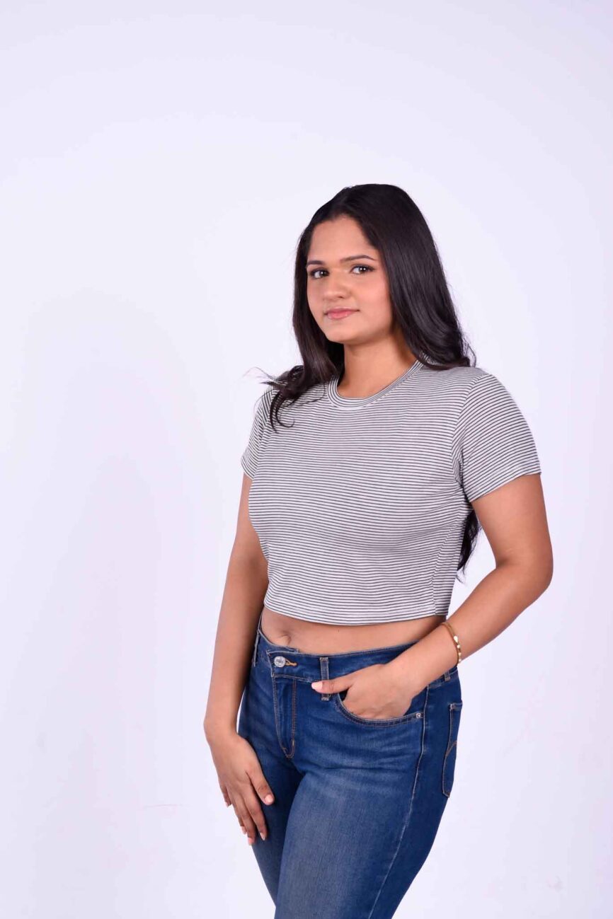 EGO Crop top white stripe
