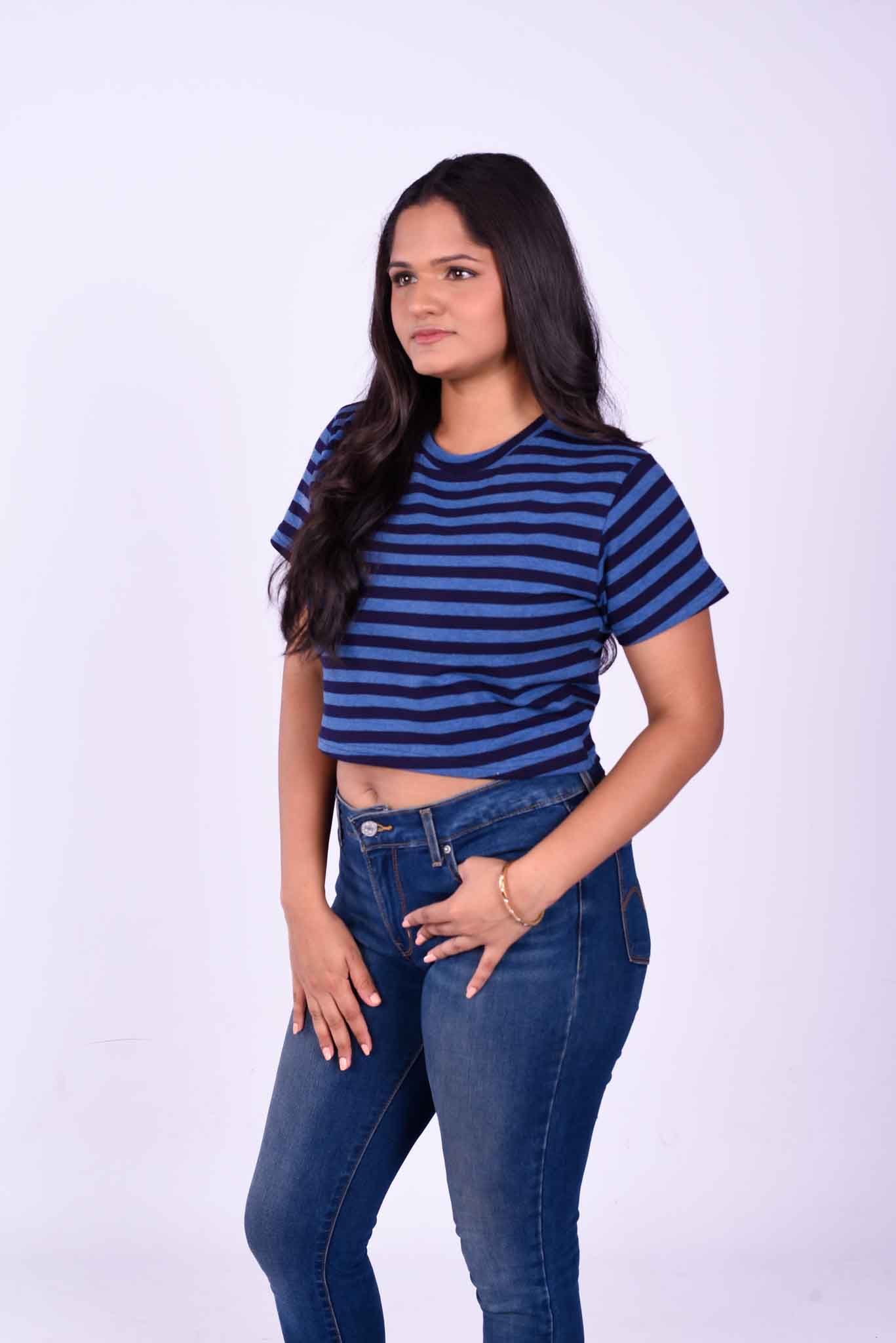 EGO Crop top Blue stripe