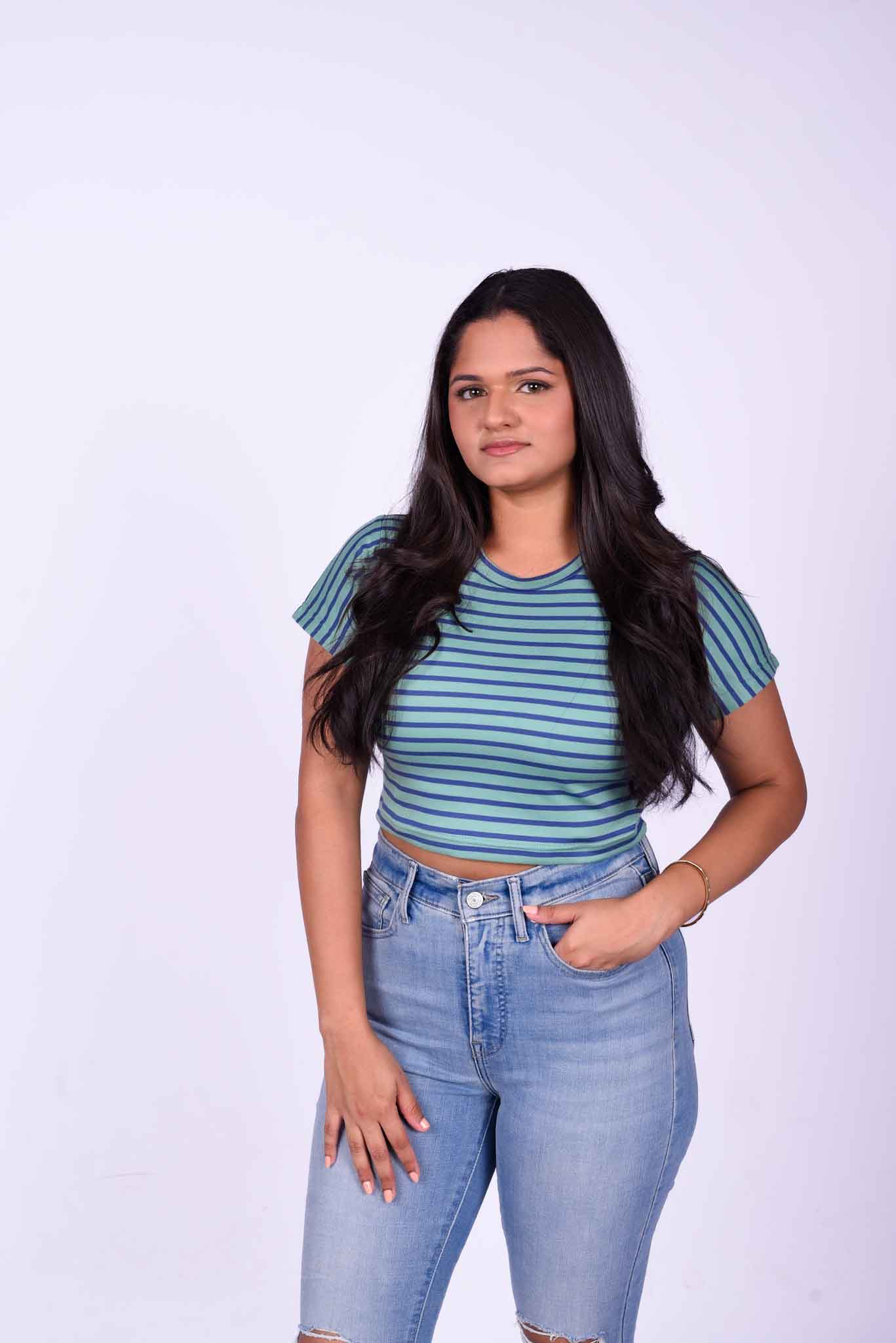 EGO Crop top Navy stripe