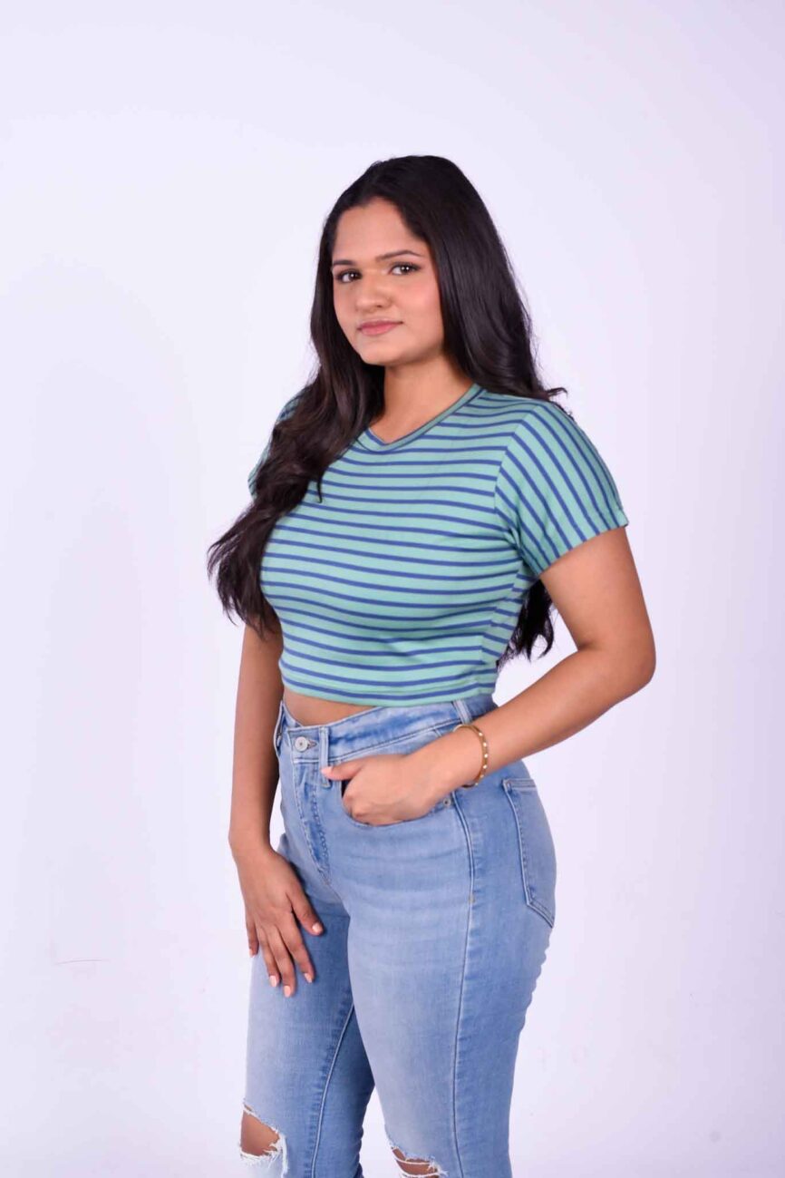 EGO Crop top Navy stripe