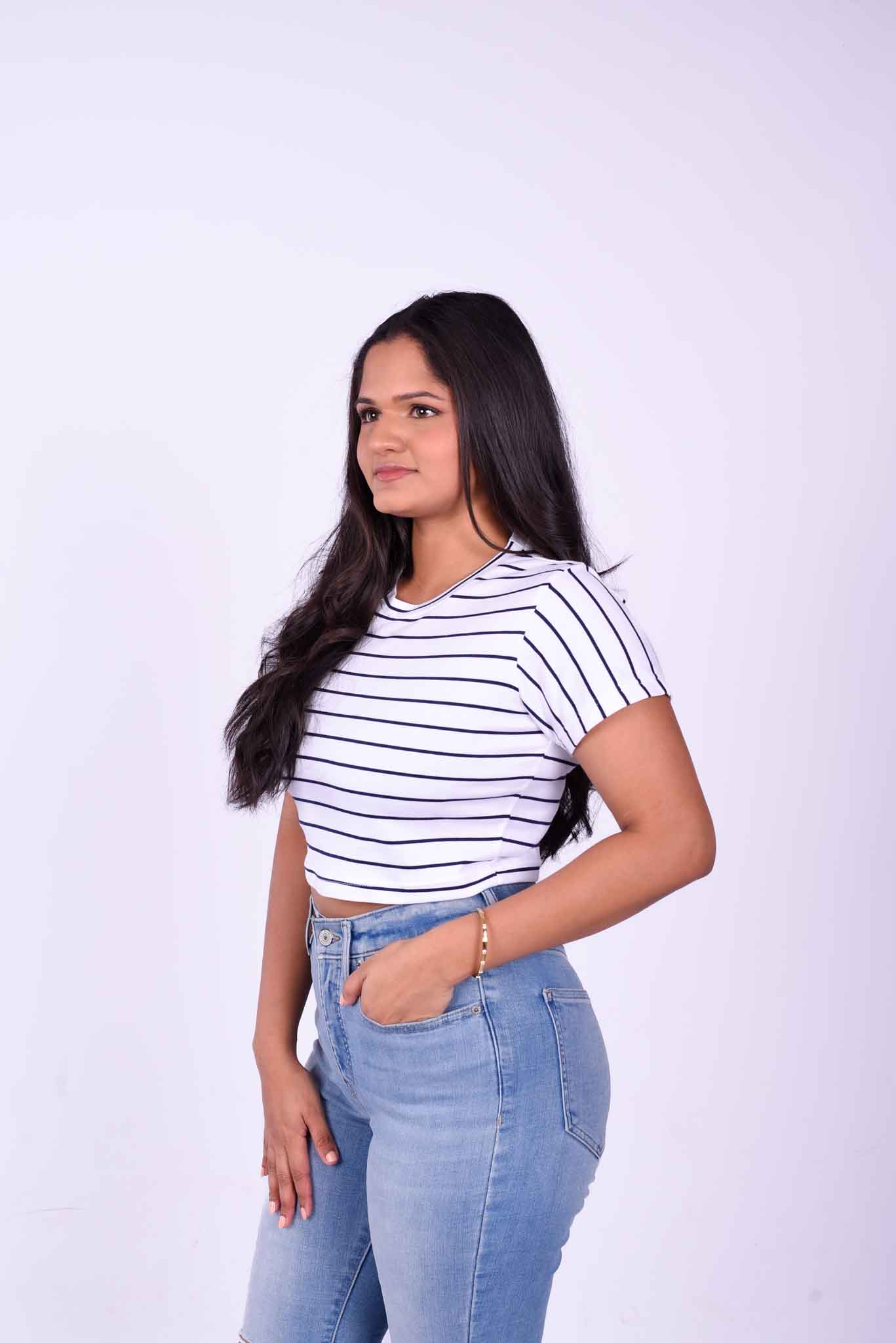 EGO Crop top White stripe