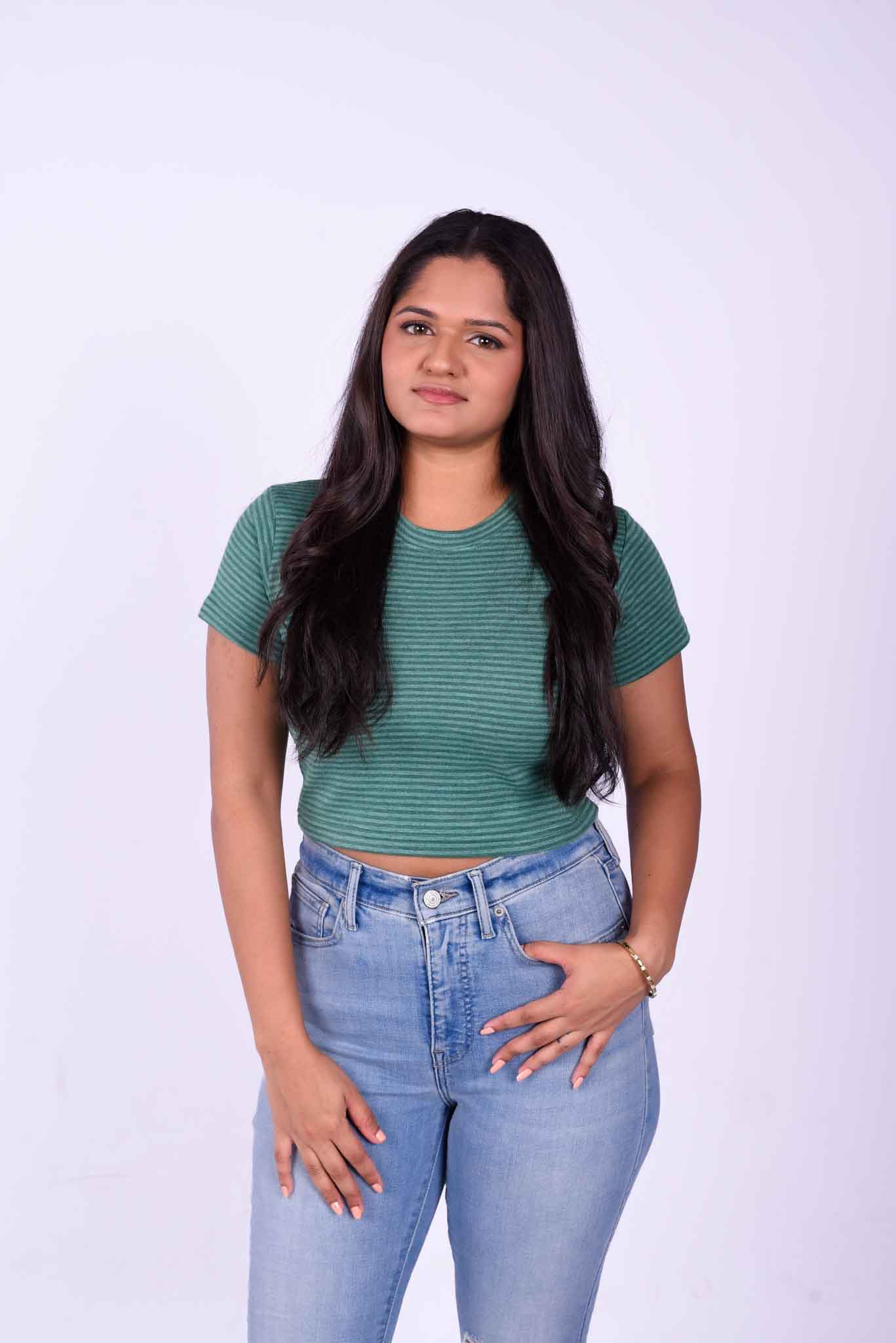 EGO Crop top Green stripe