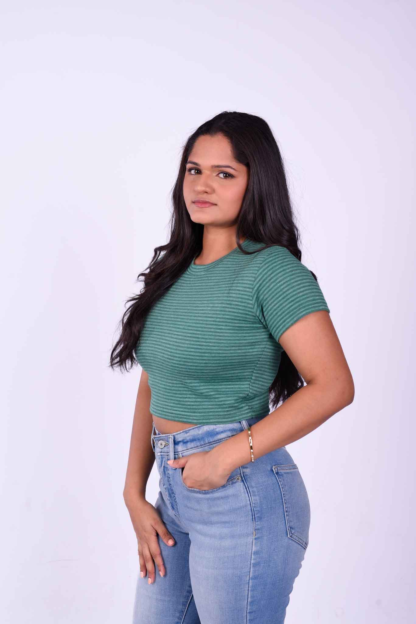 EGO Crop top Green stripe
